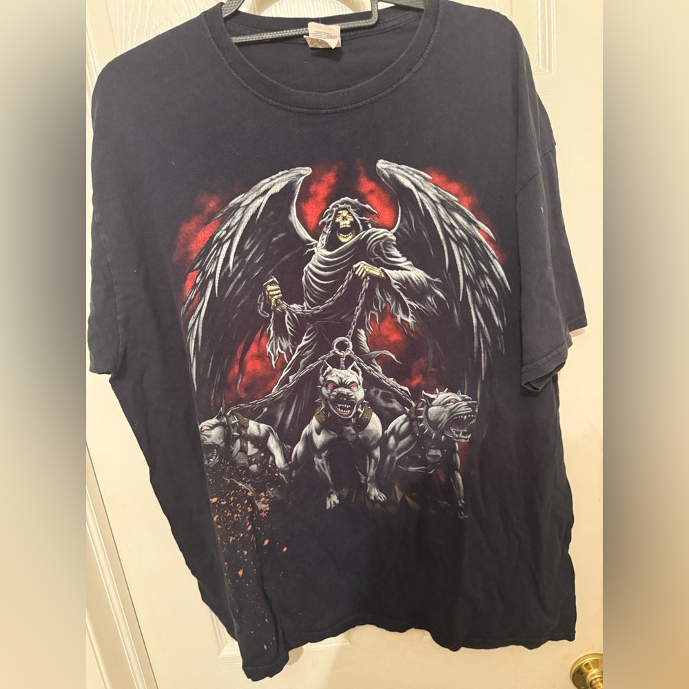 Y2K Grim Reaper Black Graphic Men’s Shirt